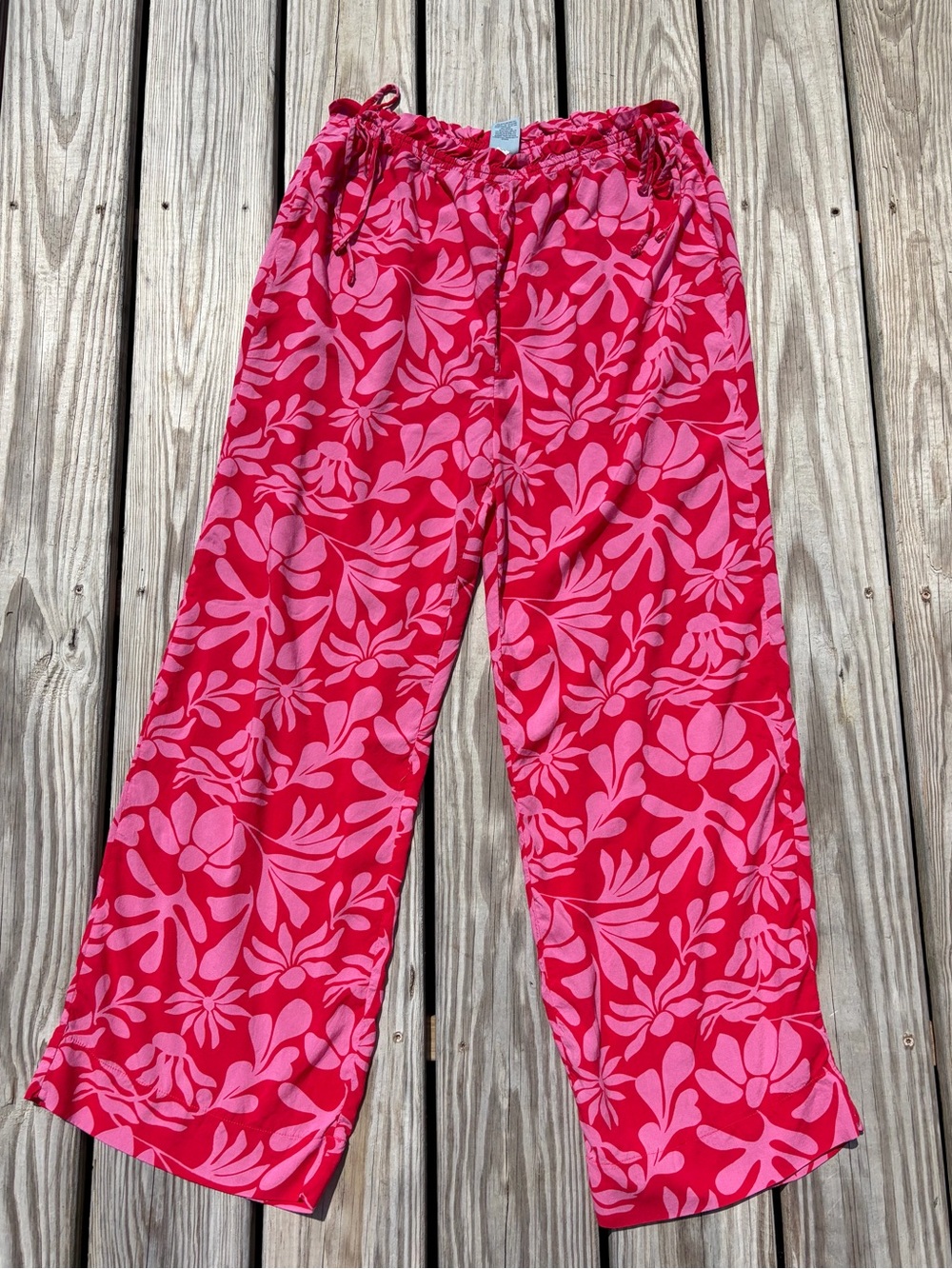 Shade & Shore Women's Tropical Print Ruffle Waist Cover Up Pants Size Medium